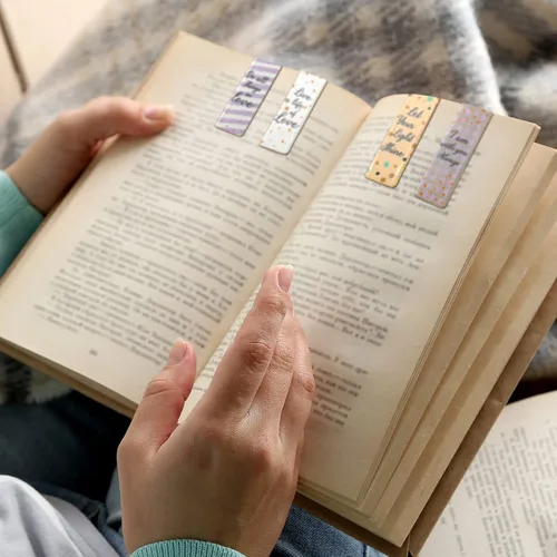 Vista 7 de Outus 60 marcapáginas magnéticos cristianos, citas inspiradoras, marcadores de la Biblia, marcadores magnéticos, clips alentadores con imán positivo