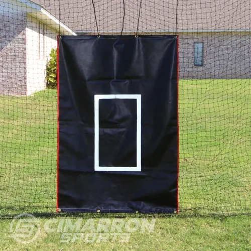 Vista 3 de Cimarron Sports Heavy Duty Dual Use 4' x 6' Black Vinyl Baseball Softball Batting Cage Backstop Net Protector and Pitcher Target Training Aid