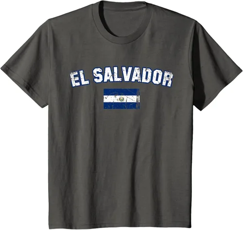 Vista 37 de EL SALVADOR Bandera Vintage Hombres Mujeres Niños Camiseta EL SALVADOR