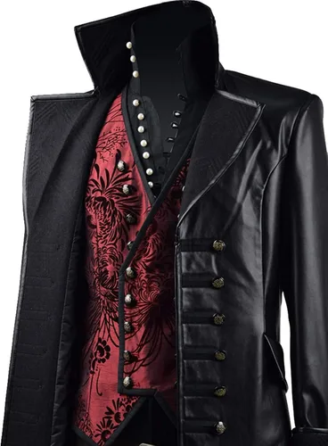 Vista 4 de Traje de belleza para hombre Cosplay traje rojo chaleco PU Pleather traje de Halloween