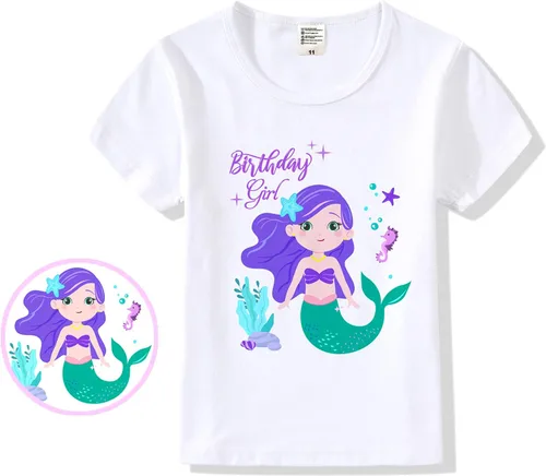Vista 4 de Tutu and Sian Mermaid Outfit Set Shirt, Rainbow Tutu Dress, Satin Sash, Headband Birthday Gifts for Girls Costume