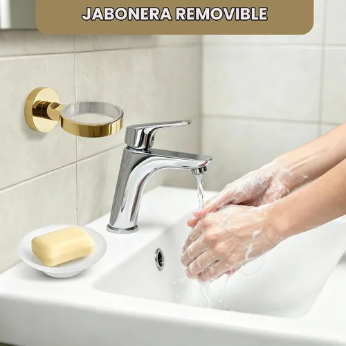 Vista 6 de Soporte de jabón de vidrio montado en la pared, organizador de jabonera, estante de jabón para baño, cocina y ducha, accesorio de baño moderno