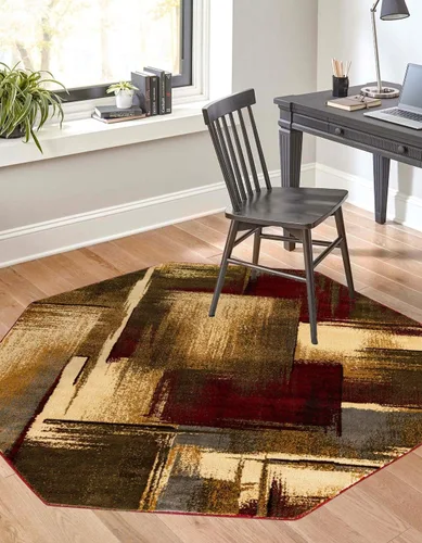 Vista 16 de Unique Loom Barista Collection - Alfombra de área Timor (2 pies 2 pulgadas x 3 pies 1 pulgada, ovalada, multicolor y rojo)