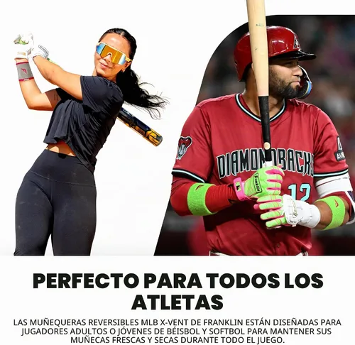 Vista 5 de Franklin Sports Pulseras MLB Xvent - Béisbol + Softbol - 4 pulgadas - Transpirable + Duradero rojo y gris