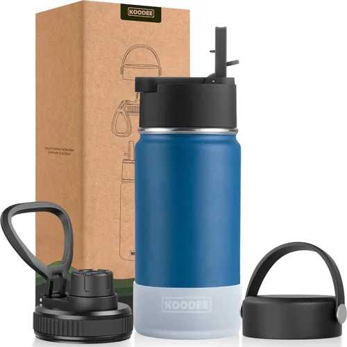 Vista 107 de koodee Botella de agua para niños, botella de agua de acero inoxidable de 12 onzas con aislamiento al vacío para la escuela, botella de agua de boca