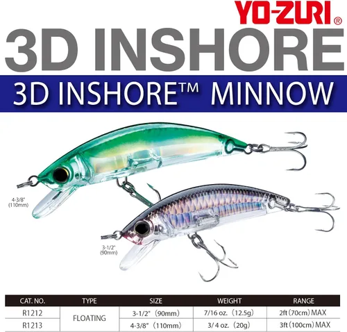 Vista 3 de Yo-Zuri Yo Zuri R 1213 3 D Minnow costero ' F 110 Mm 4 8