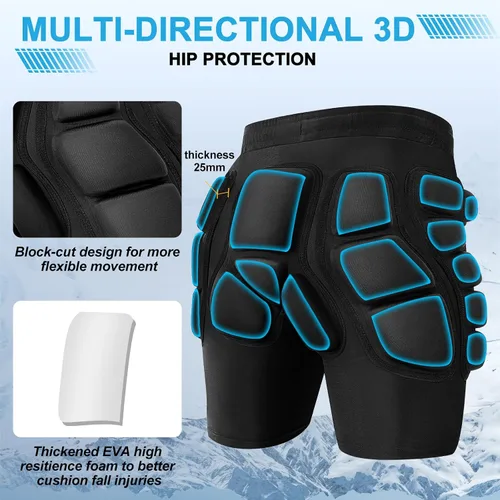 Vista 2 de 3D Hip Protection EVA Butt Pads Protective Padded Shorts - Crash Pad for Skiing Skating Snowboarding Skateboarding