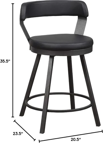 Vista 8 de Lexicon Ruthie - Juego de 2 taburetes giratorios para encimera de cocina con respaldo, 25.5 pulgadas de altura de asiento de 25.5 pulgadas, sillas