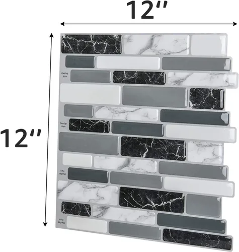 Vista 5 de Azulejos adhesivos de cocina con protección ante salpicaduras Mármol gris
