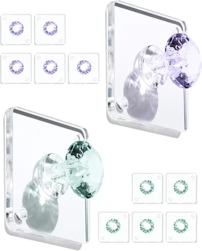 Vista 9 de Zreal Ganchos de pared adhesivos acrílicos de diamante, paquete de 12 pequeños ganchos decorativos transparentes para llaves, joyas, toallas, cocina