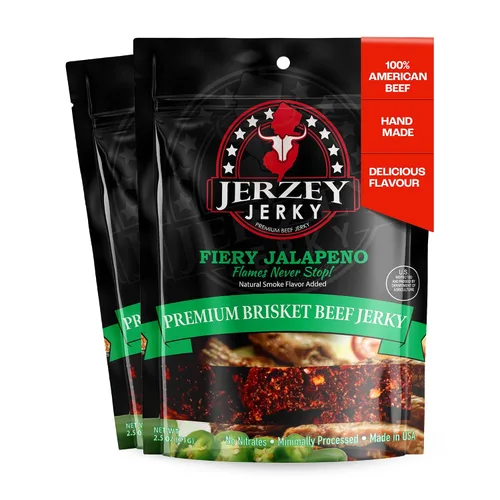 Vista 16 de Jerzey Jerky Carne Asada Brisket Jerky 2.5oz (2 Pack) – Bocadillos de carne de brisket asada con alto contenido en proteínas, sin gluten