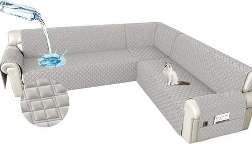 Vista 23 de Arfntevss Fundas impermeables para sofá modular en forma de L, lavable, de terciopelo, para sofá seccional, antideslizante, fundas de esquina