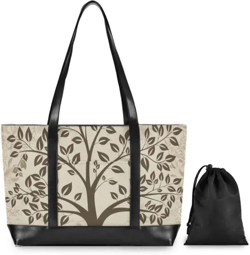 Vista 4 de Elegant Tree Foliage Large Capacity laptop bag for women with zipper bags for women tote professional for Travel Essentials Beach Gifts Birthday