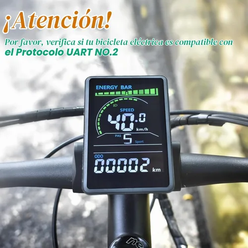 Vista 2 de Pantalla Ebike, protocolo UART No. 2, 24 V-60 V, computadora de ciclismo acrílica colorida con puerto de carga para dispositivos móviles, pantalla