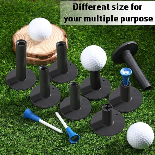 Vista 6 de Juego de 12 tees de golf de goma para alfombrillas, campo de práctica, 6 piezas para tapete de práctica, tamaño mixto
