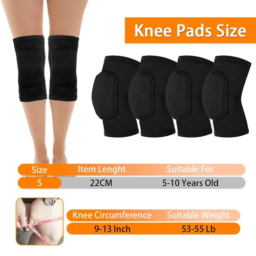 Vista 2 de Rodilleras de voleibol, 2 pares de rodilleras de voleibol para niñas, rodilleras para mujeres, jóvenes y niños, rodilleras negras suaves