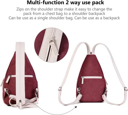 Vista 3 de ArcEnCiel Mochila de lona para mujer, Granate, S, Portátil