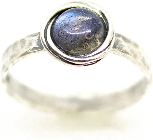 Vista 75 de Anillo de plata de ley con piedras preciosas para mujer, anillo apilable de piedra martillada, anillo de piedra natal