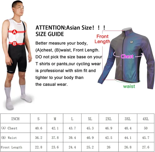 Vista 3 de Darevie Chaqueta de ciclismo para hombre, impermeable, térmica, cortavientos de alta reflección, arco iris, para correr