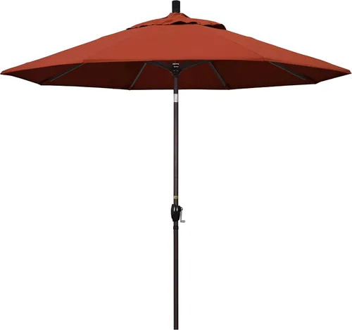 Vista 24 de California Umbrella Paraguas redondo de aluminio del mercado de 9', elevación de manivela, inclinación del botón, poste de bronce Azul (Air Blue)