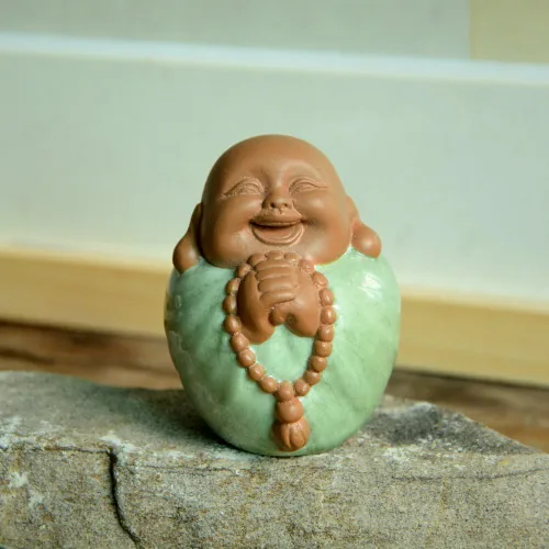 Vista 3 de Figura de Buda feliz con cuentas de oración de 3 pulgadas