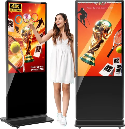 Vista 27 de Pantalla LCD IPS de 32 pulgadas para señalización digital interior, quioscos digitales de pie interactivos con WiFi, entrada HDMI/USB, reproductor