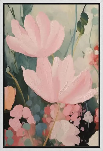 Vista 29 de SIGNFORD Lienzo enmarcado para pared, acuarela pastel, rosa, puesta de sol, nube, naturaleza, ilustraciones de área silvestre, arte moderno