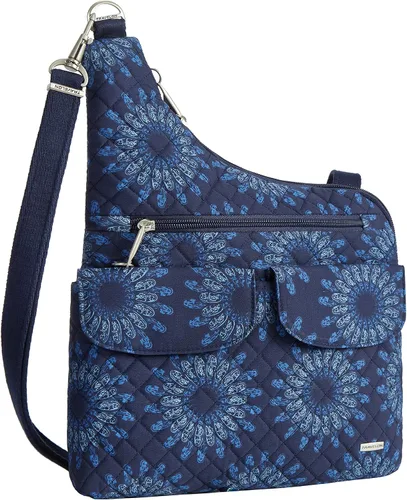 Vista 2 de Travelon Bolso cruzado antirrobo, dos bolsillos, Girasol Geo, Bolso cruzado clásico antirrobo