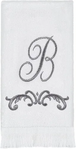 Vista 7 de Avanti Monogram - Toalla para dedos en forma de F, color blanco/peltre
