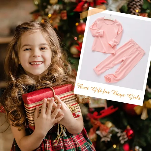 Vista 7 de Zando Conjunto de ropa interior térmica para niños, ropa interior térmica para invierno, pantalones largos cálidos para niños pequeños, ropa