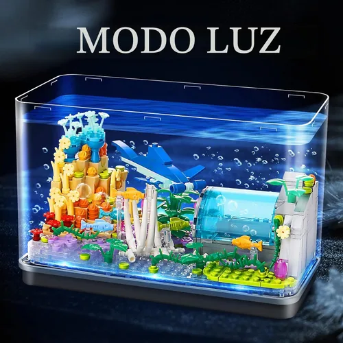 Vista 5 de Bibilock Bloques de construcción de pecera, bloques de construcción de acuario ideales creativos (puede añadir efectos de luz de agua y carga)