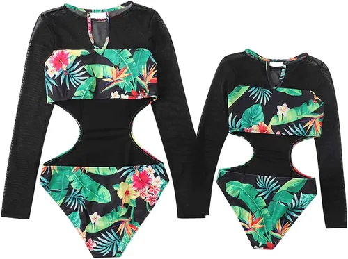 Vista 5 de Mommy and Me - Traje de baño familiar a juego con volantes para mujer, traje de baño para niños, bikini para verano, ropa de playa