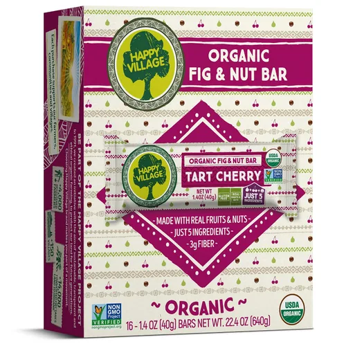 Vista 7 de Happy Village Barra orgánica de higo y nueces, APRICOT, solo 3 ingredientes, sin gluten, sin azúcar añadida, Kosher, sin OMG, vegana, buena fuente