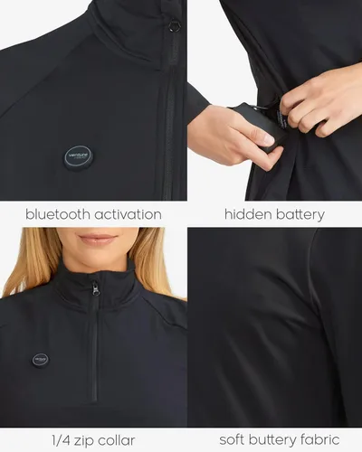 Vista 4 de Venture Heat Women's Bluetooth Heated Shirt with Battery Pack Included - App Control Thermal Long Sleeve 7.4V