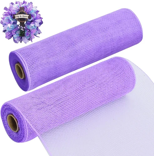 Vista 19 de TONIFUL 2 rollos de cinta de malla decorativa negra de 10 pulgadas, malla de tela para suministros de corona de malla, corona de puerta delantera