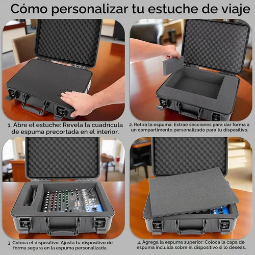 Vista 4 de CASEMATIX Funda rígida para proyector con espuma personalizable compatible con Epson VS240, EX3240, VS345, VS340, VS335W, EX7240 Pro, EX5240 – Funda
