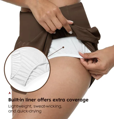 Vista 4 de GYM RAINBOW Pantalones cortos deportivos de cintura alta para mujer, ligeros, de secado rápido, para entrenamiento, gimnasio, correr, con bolsillos
