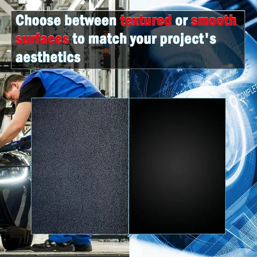 Vista 4 de Lámina de plástico ABS de 1/4 de pulgada de grosor de 8" x 12" (paquete de 2), panel rígido moldeable negro con diferentes superficies