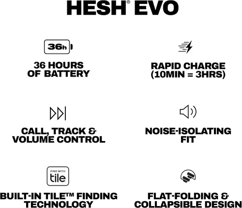 Vista 10 de Skullcandy Hesh Evo - Auriculares inalámbricos Bluetooth sobre la oreja con cable de carga USB-C extra, aislamiento de ruido, batería de 36 horas
