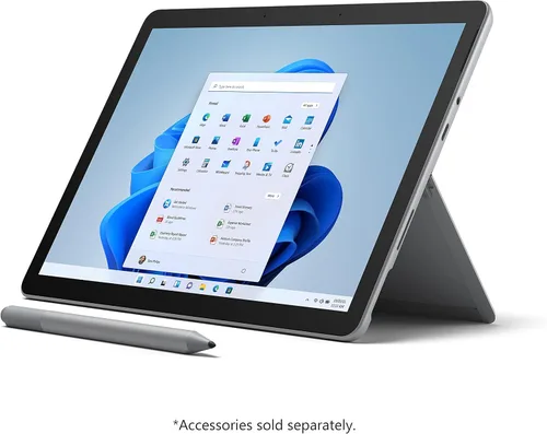 Vista 2 de Microsoft Surface Go 3 - Pantalla táctil de 10.5 pulgadas, Intel Core i3, 8 GB de memoria, SSD de 128 GB. Solo dispositivo, platino (último modelo)