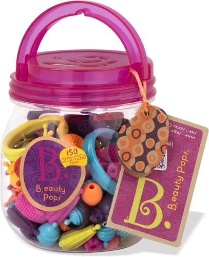 Vista 7 de B. toys Pop Arty! 150 piezas - Kit de fabricación de joyas - Juego creativo de cuentas pop para niños - Kit de fabricación de joyas de bricolaje