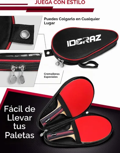 Vista 4 de Professional Ping Pong Paddle with ITTF Rubber and Carrying Case