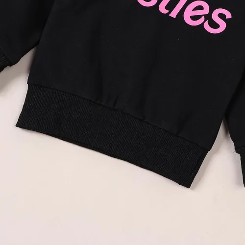 Vista 4 de Covvoliy Mommy and Me Letter Print Matching Family Outfits Long Sleeve Crewneck Casual Sweatshirt T-Shirt