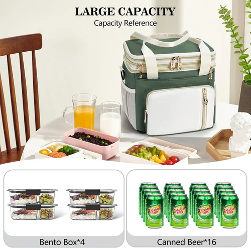 Vista 5 de Lonchera y bolsa de almuerzo para mujeres y hombres, lonchera grande aislada para adultos, a prueba de fugas, bolsa enfriadora para el trabajo