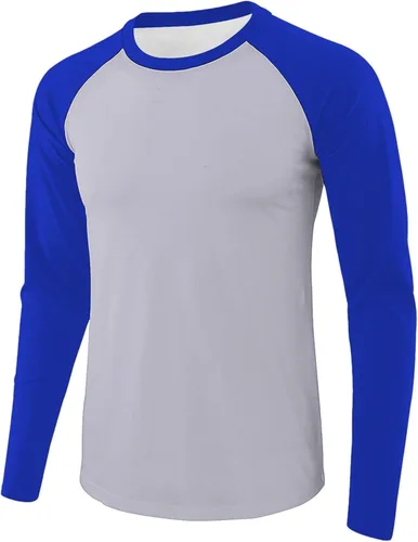 Vista 27 de Camiseta de béisbol para hombre, manga larga, cuello redondo, algodón, raglán, casual, dinámica