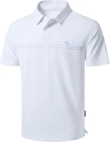 Vista 15 de Polo de golf para hombre, secado rápido, absorbe la humedad, manga corta A-Negro