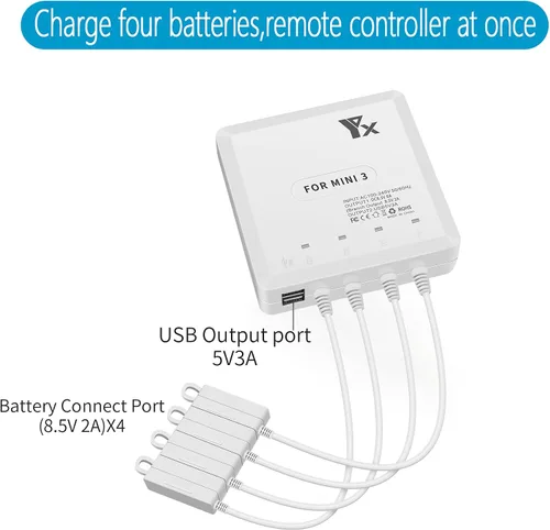 Vista 2 de Cargador de batería para DJI Mini 4 y Mini 3 Pro Drone, concentrador de carga múltiple rápida 6 en 1, carga simultánea 4