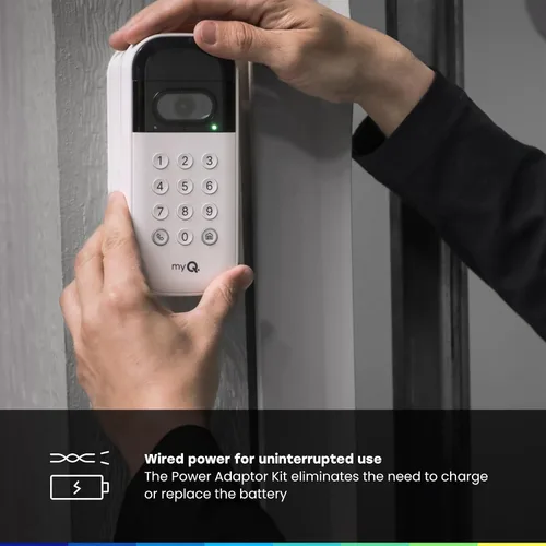 Vista 6 de myQ - Teclado inteligente de video para puerta de garaje + kit de adaptador de corriente con cable, con cámara gran angular, códigos PIN