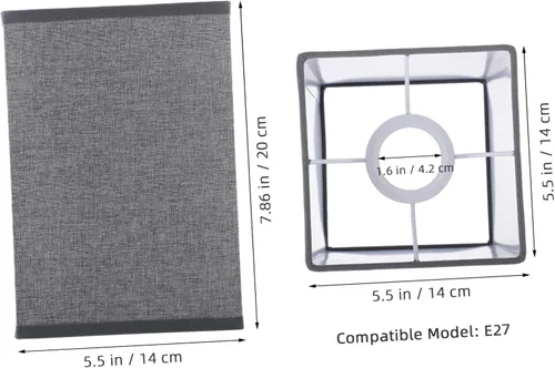 Vista 2 de Angoily Cubierta de pantalla de lino para lámpara de mesa y de pie, diseño rectangular extraíble, fácil instalación para decoración e iluminación