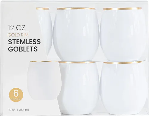 Vista 15 de PLASTICPRO Paquete de 6 Copas de Vino de Plástico Color Azul Aguamarina Sin Tallo Desechables de 12 oz Sin BPA Irrompibles Copas de Vino de Plástico